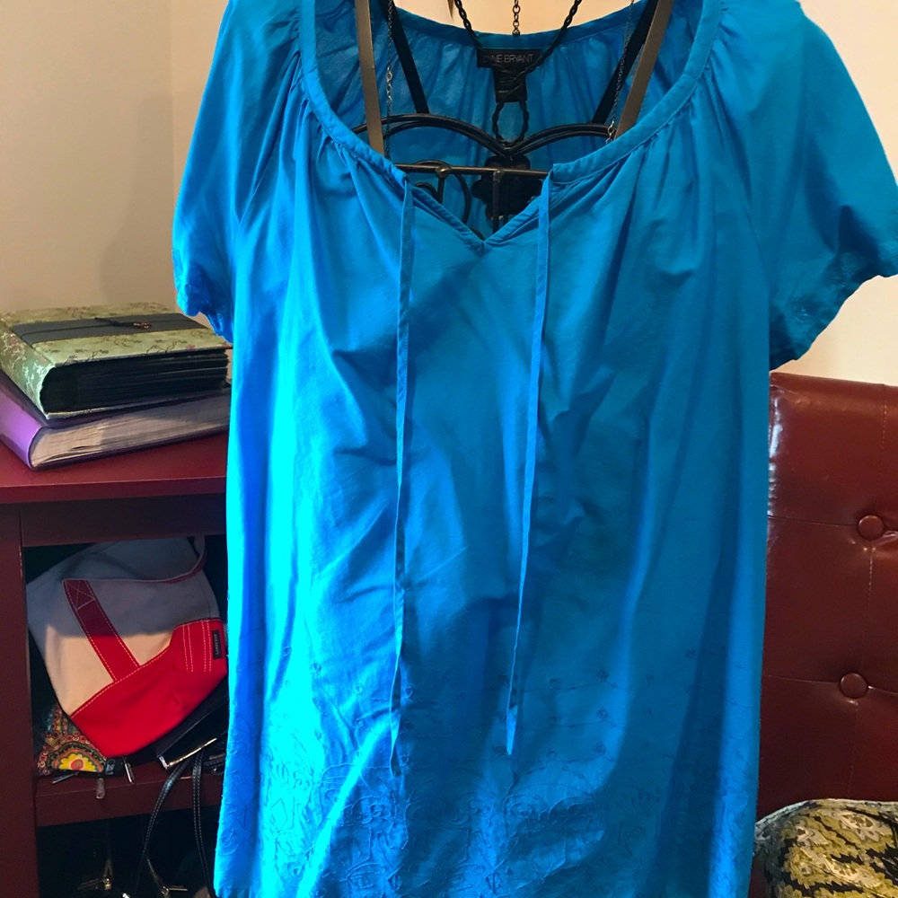 Turquoise shimmer cotton top